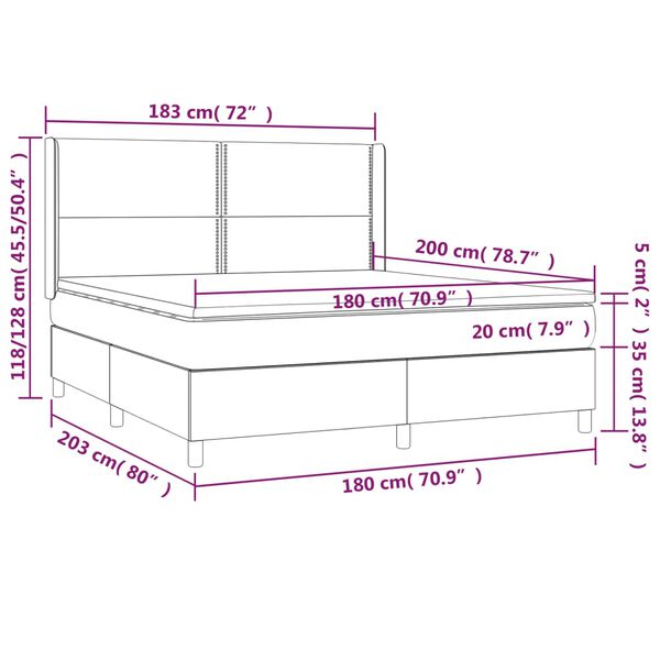 vidaXL Κρεβάτι Boxspring με Στρώμα Καπουτσίνο 180x200 εκ. Συνθ. Δέρμα