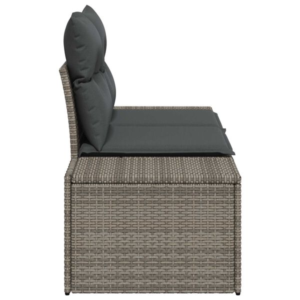 vidaXL Καναπές Κήπου με μαξιλάρι Γκρι 123 x 62 x 69εκ συνθετικό ρατάν