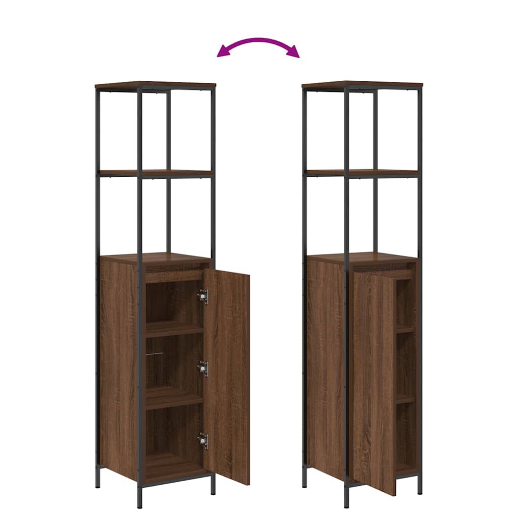 vidaXL Ντουλάπι μπάνιου με ράφια καφέ δρυς 36x35x165 εκ.