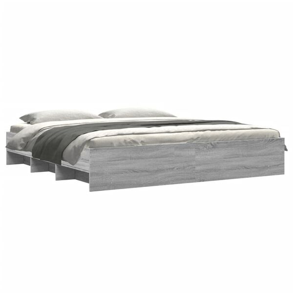 vidaXL Πλαίσιο Κρεβατιού Γκρι Sonoma 200x200 εκ. Επεξεργασμένο Ξύλο