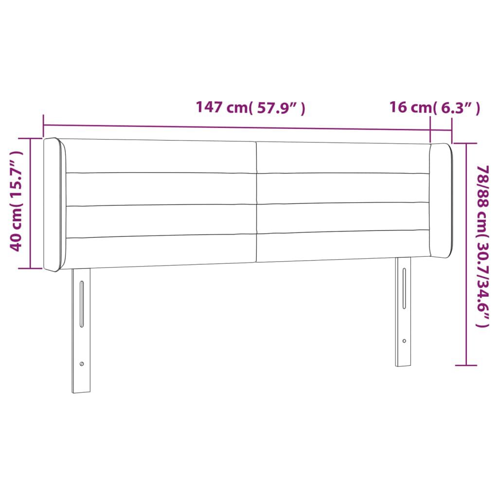 vidaXL Κεφαλάρι Κρεβατιού LED Ανοιχτό Γκρι 147x16x78/88 εκ. Βελούδινο