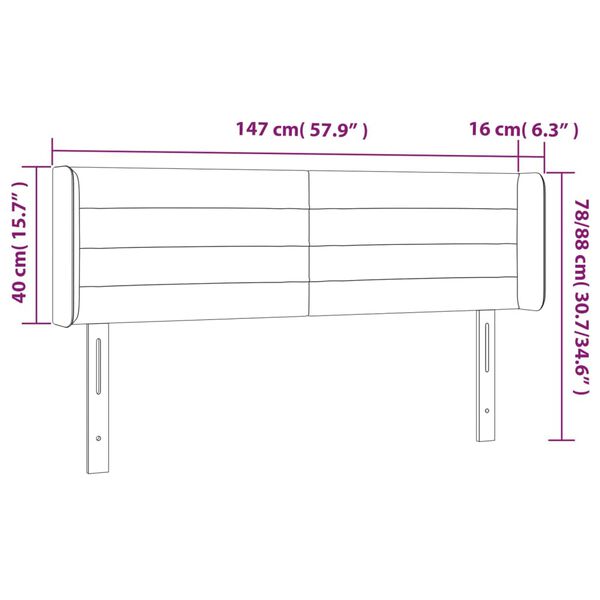 vidaXL Κεφαλάρι Κρεβατιού LED Ανοιχτό Γκρι 147x16x78/88 εκ. Βελούδινο