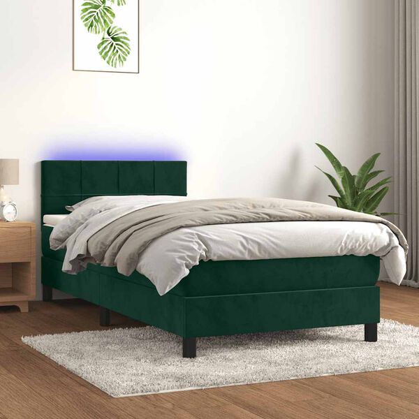vidaXL &Kappa;&rho;&epsilon;&beta;ά&tau;&iota; Boxspring &mu;&epsilon; &Sigma;&tau;&rho;ώ&mu;&alpha; & LED &Sigma;&kappa;. &Pi;&rho;ά&sigma;&iota;&nu;&omicron; 90x190 &epsilon;&kappa; &Beta;&epsilon;&lambda;&omicron;ύ&delta;&omicron;