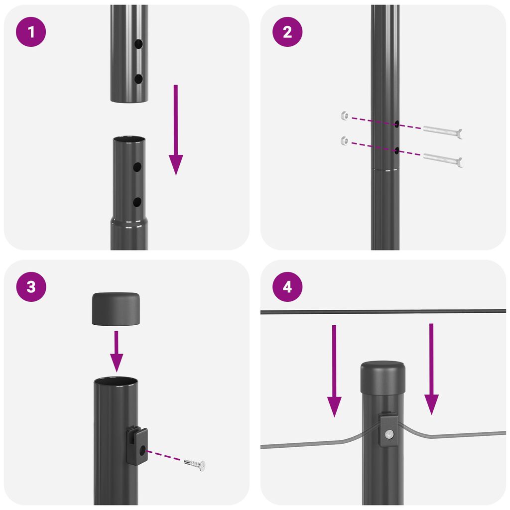 vidaXL Κολώνες Φράχτη 7 τεμ Γκρι Ø32 mm 200 cm Γαλβανισμένο Ατσάλι
