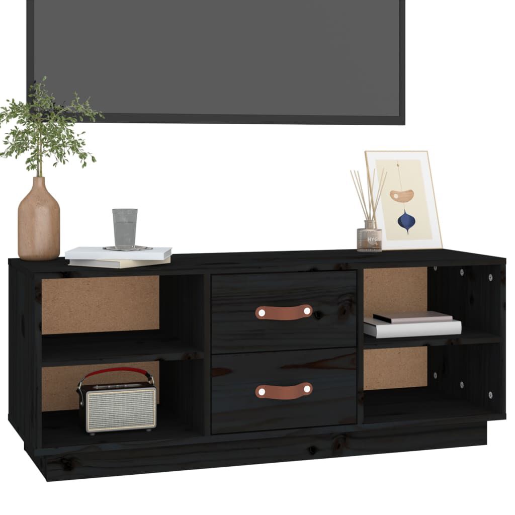 vidaXL Έπιπλο Τηλεόρασης Μαύρο 100 x 34 x 40 εκ. από Μασίφ Ξύλο Πεύκου