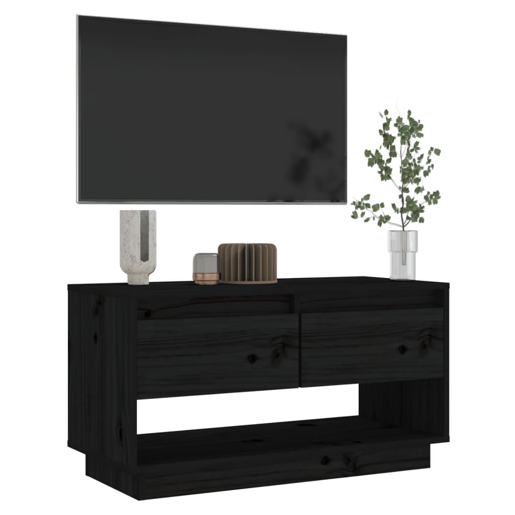 vidaXL Έπιπλο Τηλεόρασης Μαύρο 74 x 34 x 40 εκ. από Μασίφ Ξύλο Πεύκου