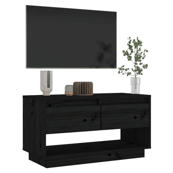 vidaXL Έπιπλο Τηλεόρασης Μαύρο 74 x 34 x 40 εκ. από Μασίφ Ξύλο Πεύκου