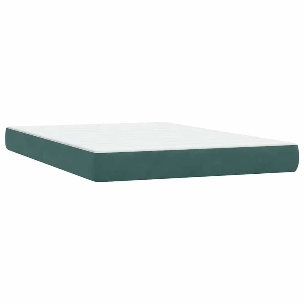 vidaXL Box Spring Κρεβάτι με στρώμα Σκούρο πράσινο 140x220cm Βελούδινο