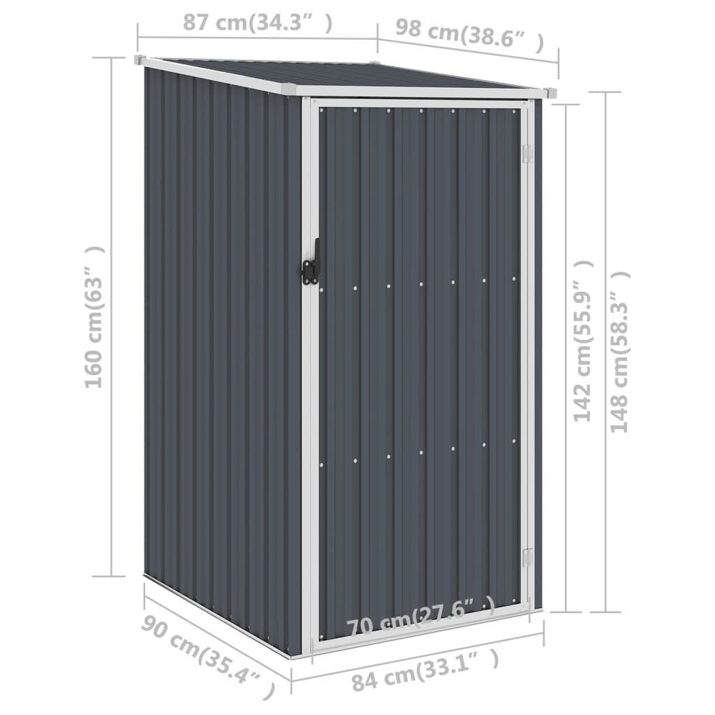 vidaXL Αποθήκη Κήπου Ανθρακί 87 x 98 x 159 εκ. από Γαλβανισμένο Ατσάλι