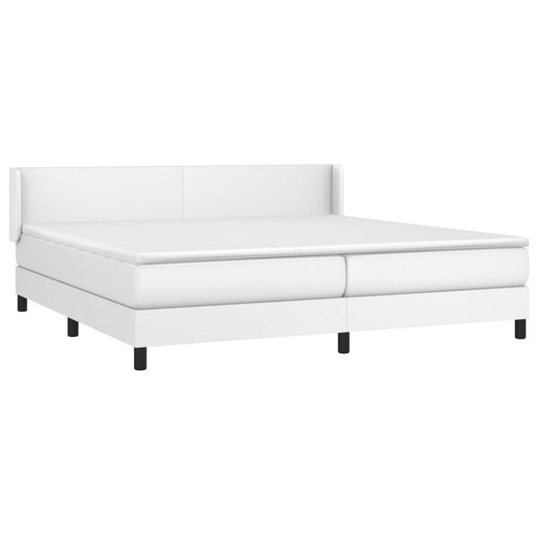 vidaXL Κρεβάτι Boxspring με Στρώμα Λευκό 200x200 εκ. Συνθετικό Δέρμα