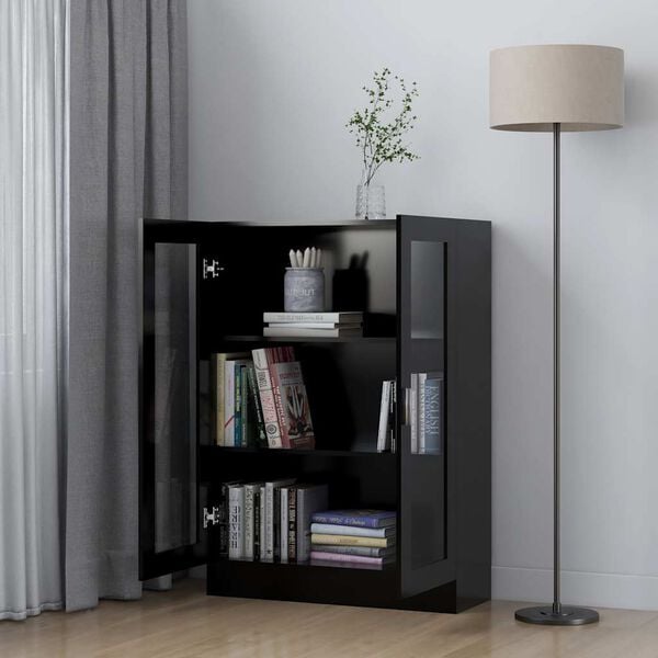 vidaXL Βιτρίνα Μαύρη 82,5 x 30,5 x 115 εκ. Επεξ. Ξύλο