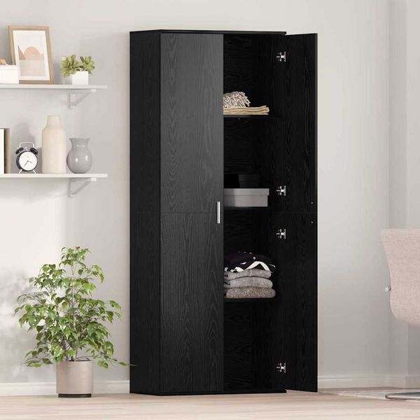 vidaXL Highboard &Mu;&alpha;ύ&rho;&eta; &Omicron;&xi;&upsilon;ά 70 x 33.5 x 180 &epsilon;&kappa;. &Epsilon;&pi;&epsilon;&xi;&epsilon;&rho;&gamma;&alpha;&sigma;&mu;έ&nu;&omicron; &xi;ύ&lambda;&omicron;