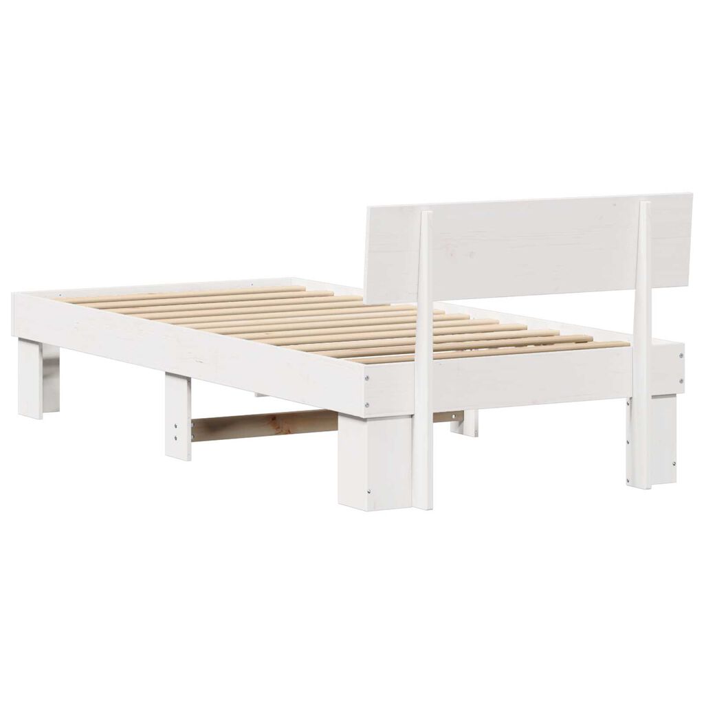 vidaXL Σκελετός Κρεβατιού Λευκό 90 x 190 cm Συμπαγές ξύλο πεύκου