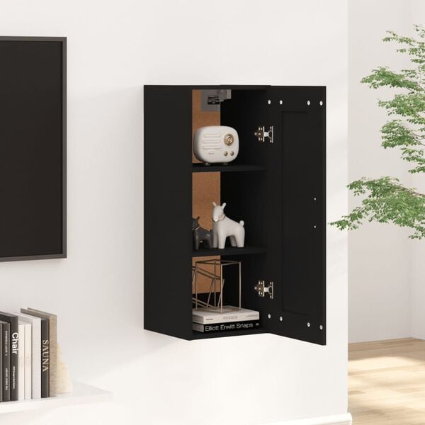 vidaXL Ντουλάπι Τοίχου Μαύρο 35x34x90 εκ. Επεξεργασμένο Ξύλο