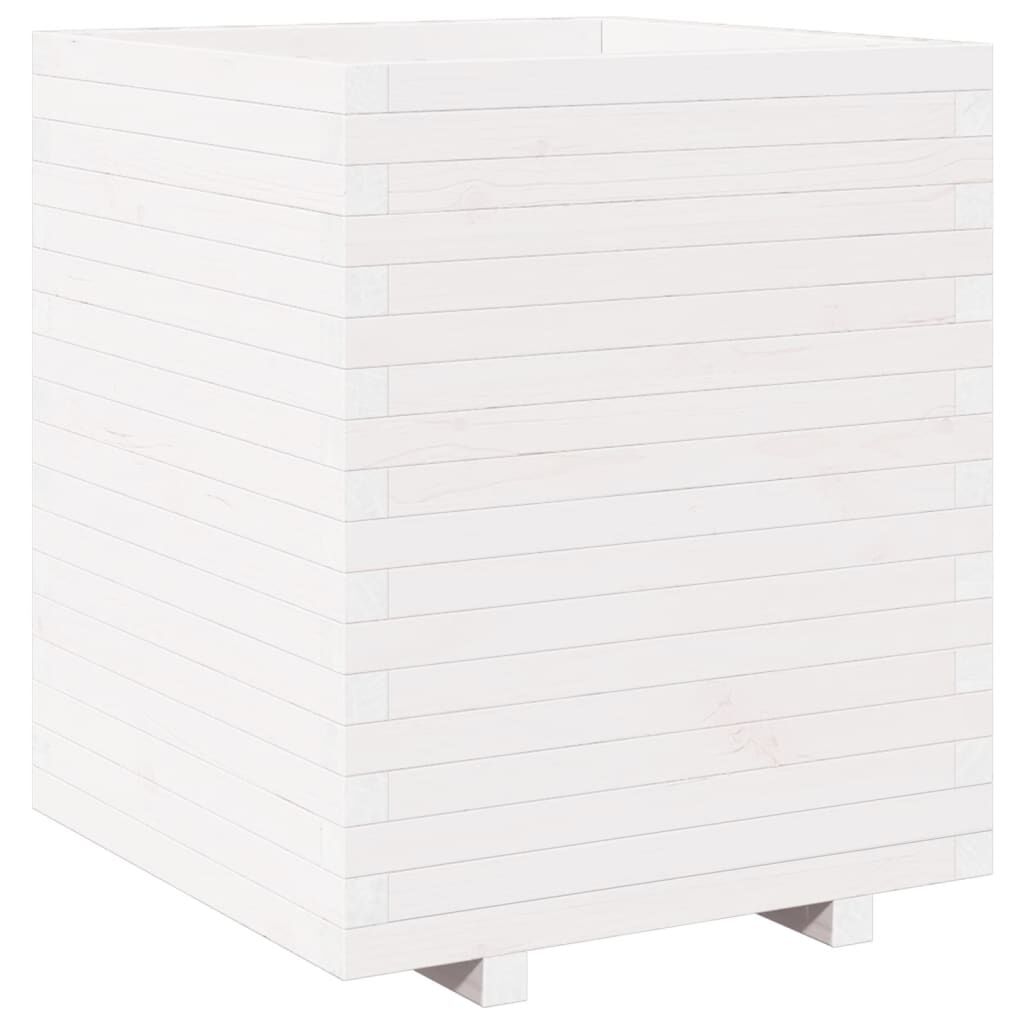 vidaXL Ζαρντινιέρα Κήπου Λευκή 60x60x72,5 εκ. από Μασίφ Ξύλο Πεύκου