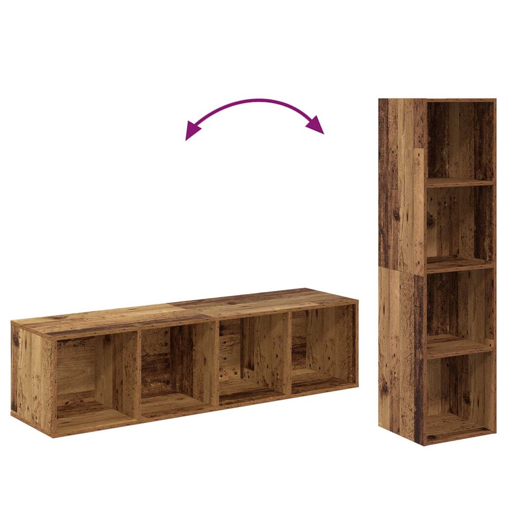 vidaXL Σετ επίπλου τηλεόρασης 2 pcs Παλιό ξύλο 37 x 37 x 142.5 εκ