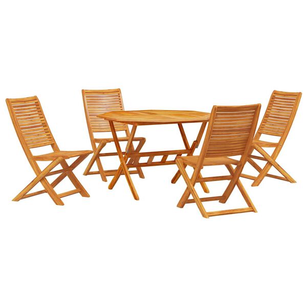 vidaXL Σέτ φαγητού για κήπο 5 pcs Καφέ Μασίφ ξύλο ακακίας
