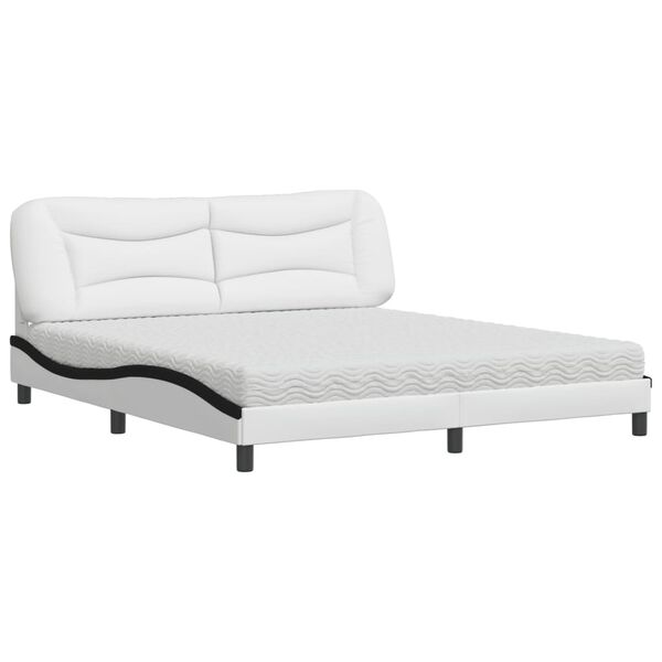 vidaXL Κρεβάτι με Στρώμα Μαύρο/Λευκό 180x200 εκ. από Συνθετικό Δέρμα