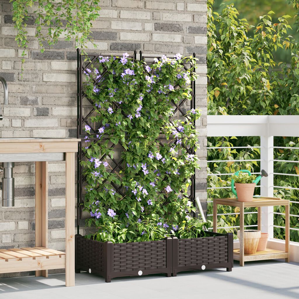 vidaXL Φυτευτής Κήπου με Πέταλο 2 τμχ Καφέ 80x40x125.5 εκ