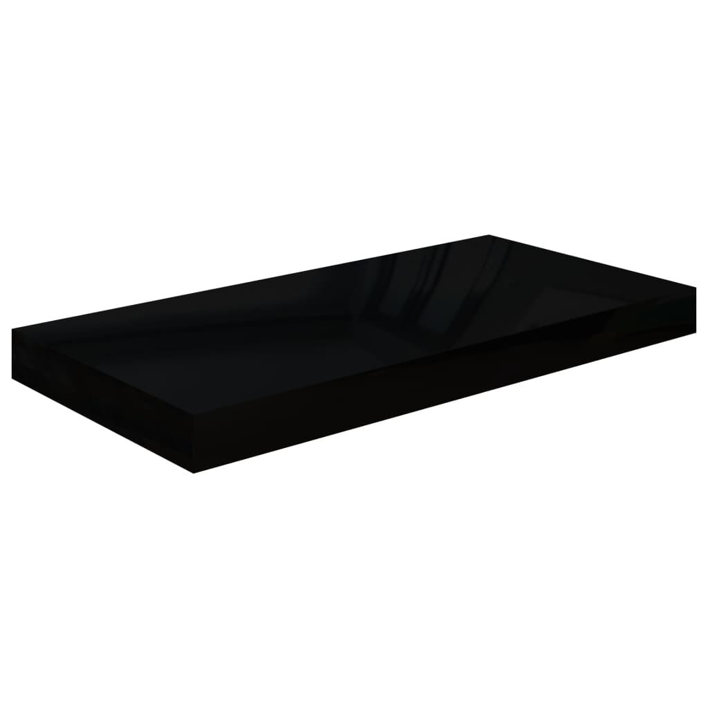 vidaXL Ράφια Τοίχου Γυαλιστερά Μαύρα 4 Τεμάχια 50x23x3,8 εκ. MDF