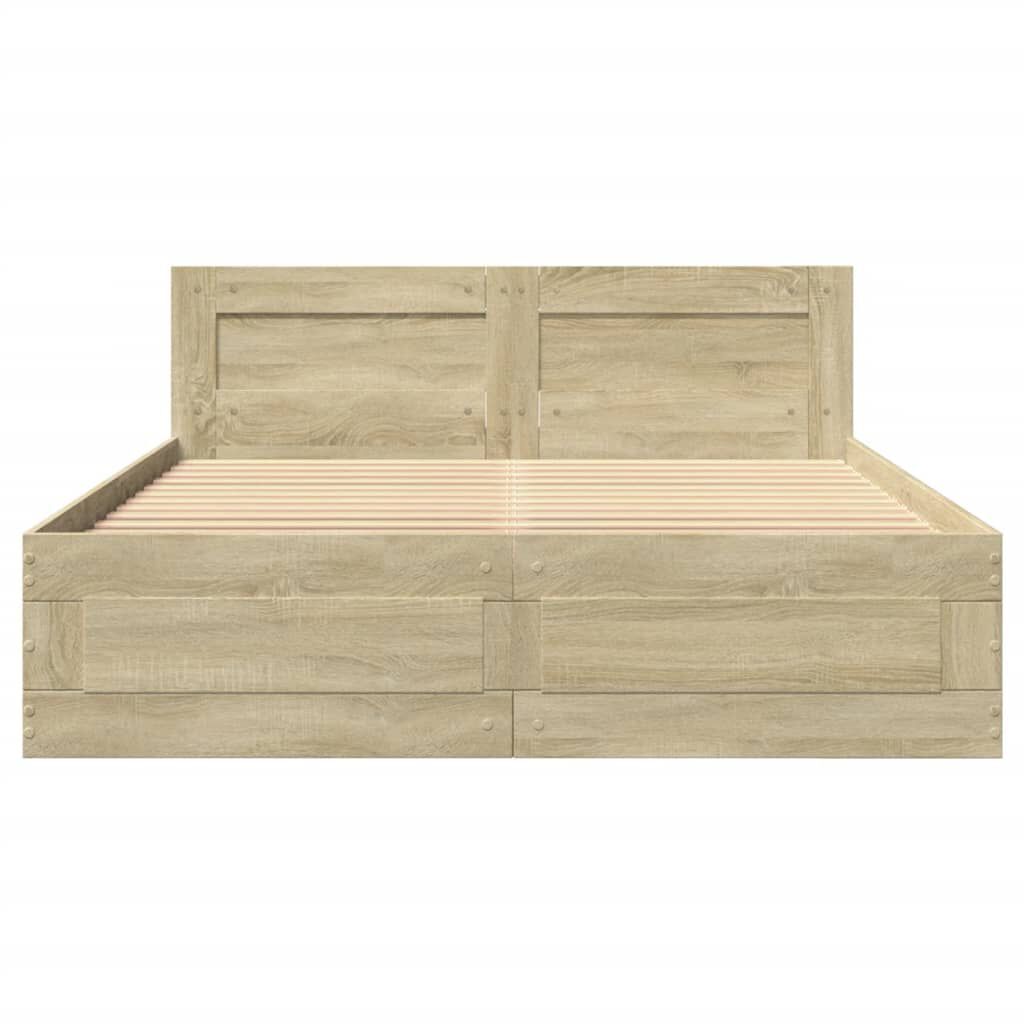 vidaXL Πλαίσιο Κρεβατιού με Κεφαλάρι Sonoma Δρυς 140x190εκ. Επεξ. Ξύλο