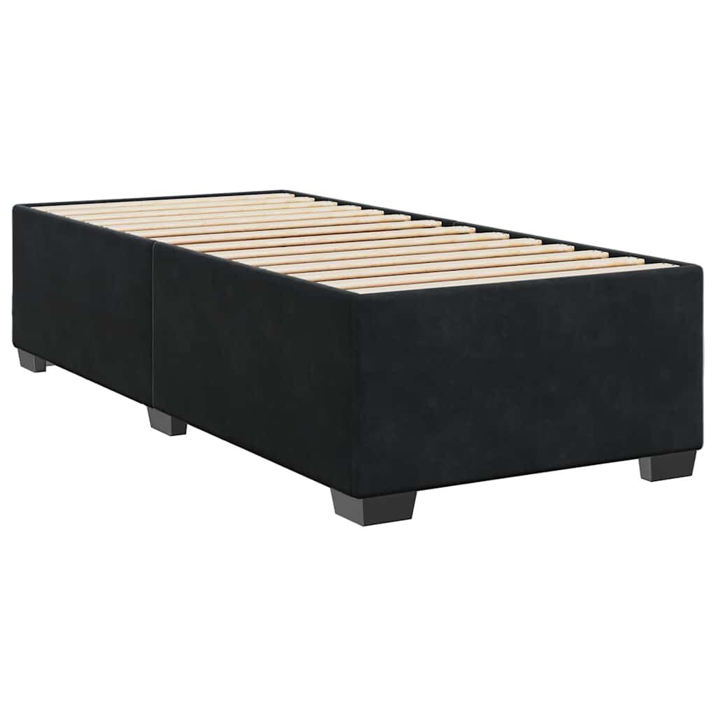 vidaXL Κρεβάτι Boxspring με Στρώμα Μαύρο Single Βελούδινο