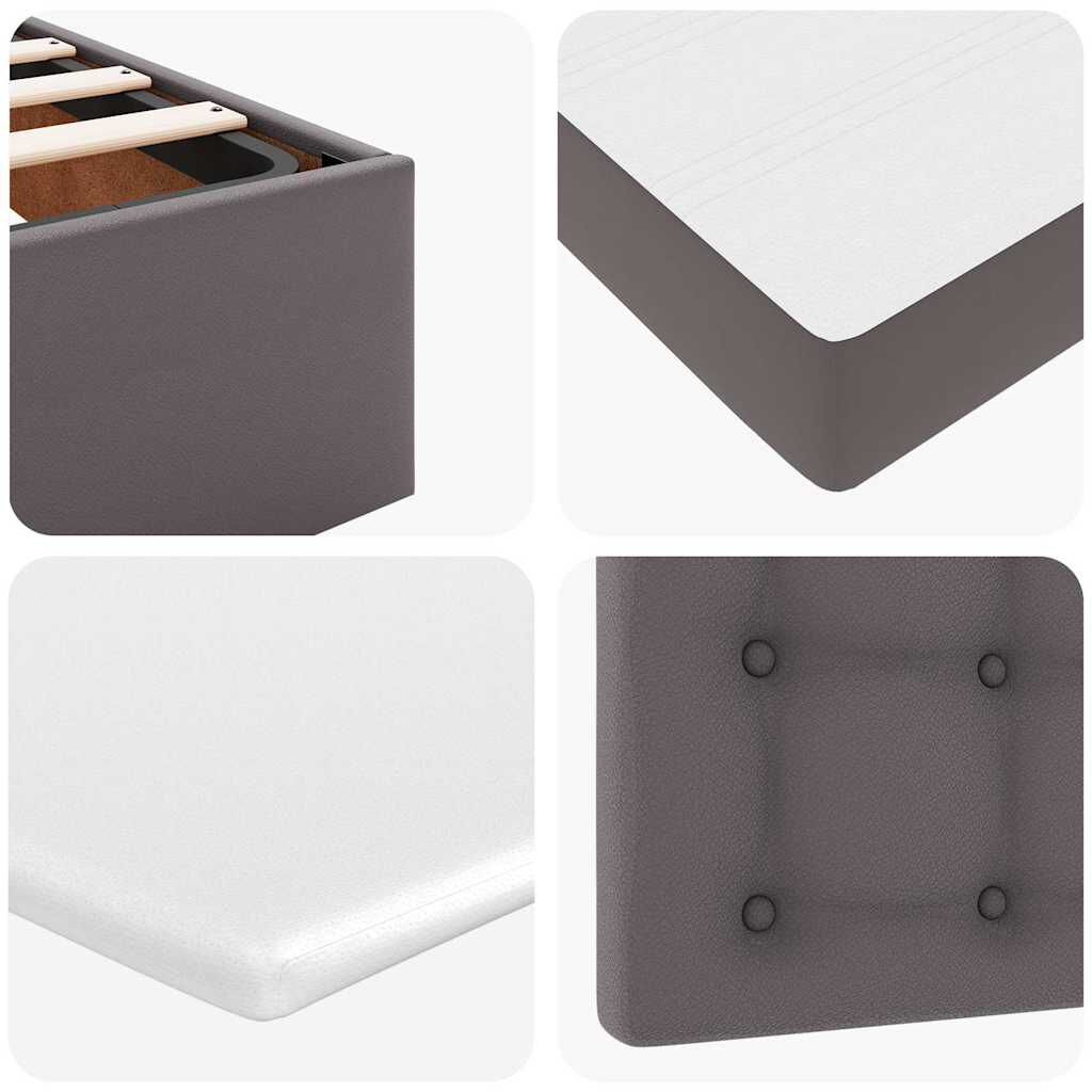 vidaXL Οθωμανικό κρεβάτι με στρώματα Γκρι 200x200cm Faux Leather