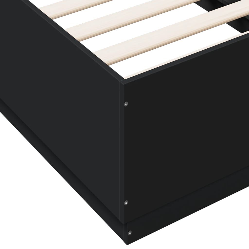 vidaXL Πλαίσιο Κρεβατιού με LED Μαύρο 90x190 εκ. Επεξ. Ξύλο