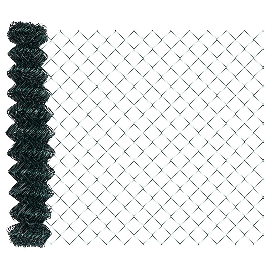 vidaXL Φράκτης Chain Link με 10 U Πόλους Πράσινος 1x10 μ Ατσάλι