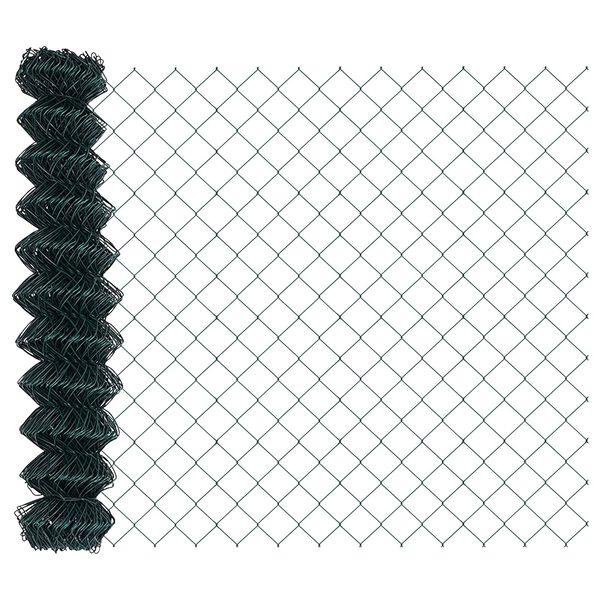 vidaXL Φράκτης Chain Link με 10 U Πόλους Πράσινος 1x10 μ Ατσάλι