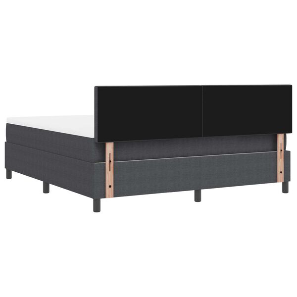vidaXL Κρεβάτι Box Spring με Στρώμα & LED Σκοτεινό Γκρι Ύφασμα Κοτλέ