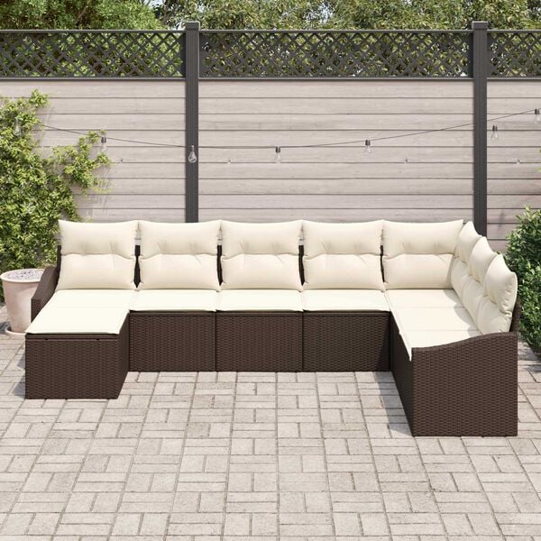 vidaXL Σετ Καναπέ Κήπου 8 pcs Καφέ Πολυ ράταν