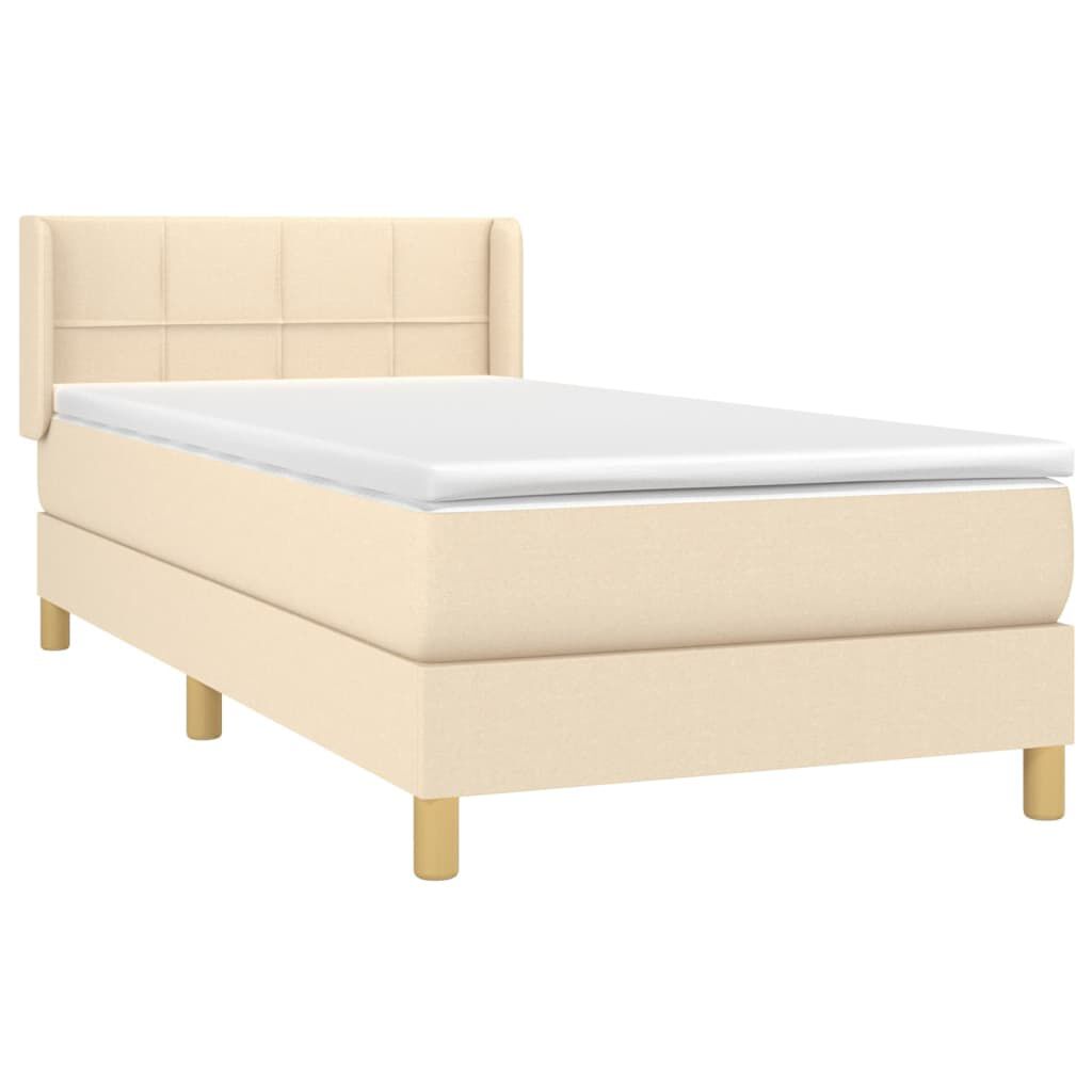 vidaXL Κρεβάτι Boxspring με Στρώμα Κρεμ 100 x 200 εκ. Υφασμάτινο