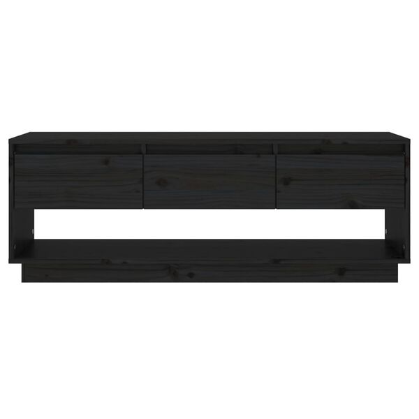 vidaXL Έπιπλο Τηλεόρασης Μαύρο 110,5x34x40 εκ. από Μασίφ Ξύλο Πεύκου