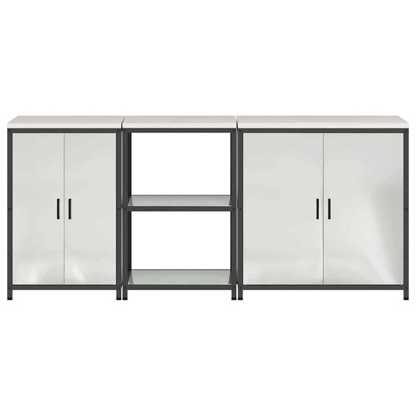 vidaXL Σετ Αποθήκευσης Κουζίνας με ράφι 3 pcs Ασημί 210 x 50 x 92 εκ