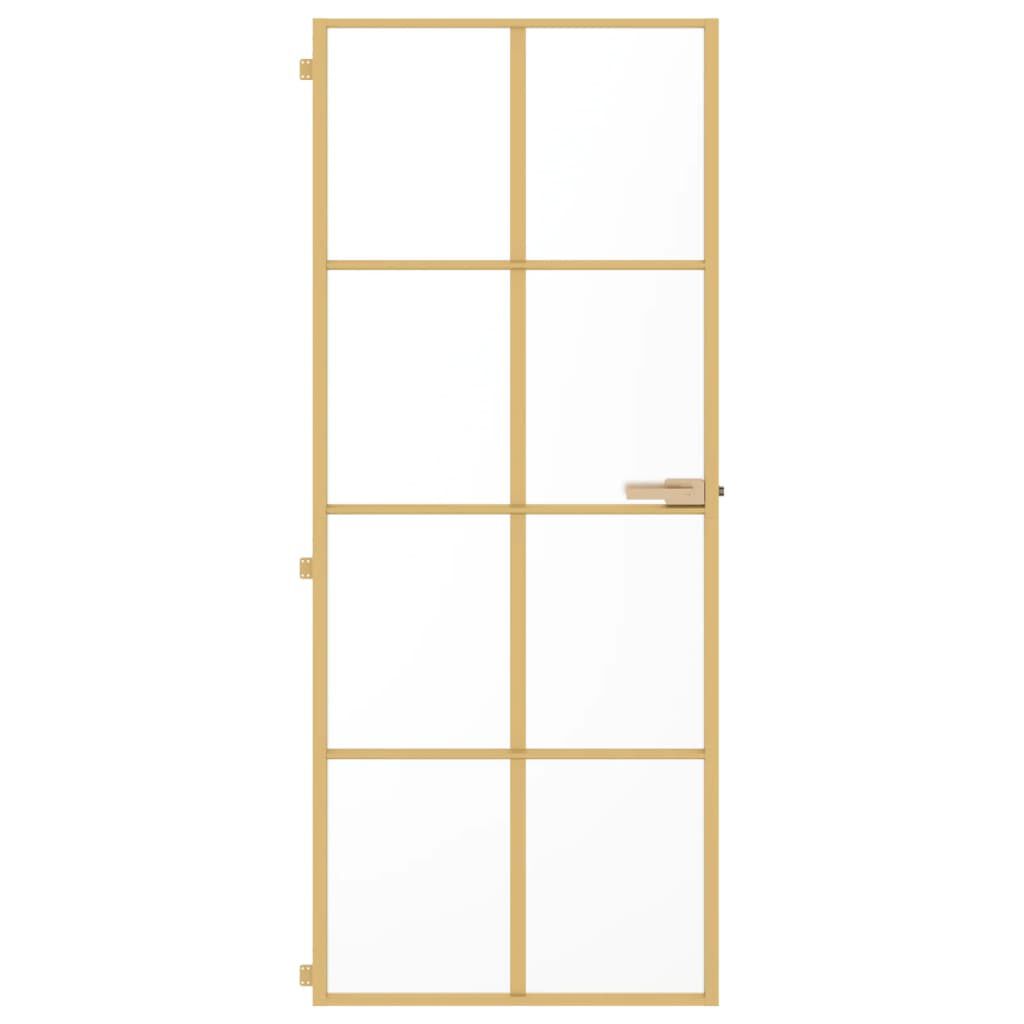 vidaXL Εσωτερική Πόρτα Χρυσή 83 x 201,5 εκ. Ψημένο Γυαλί & Αλουμίνιο