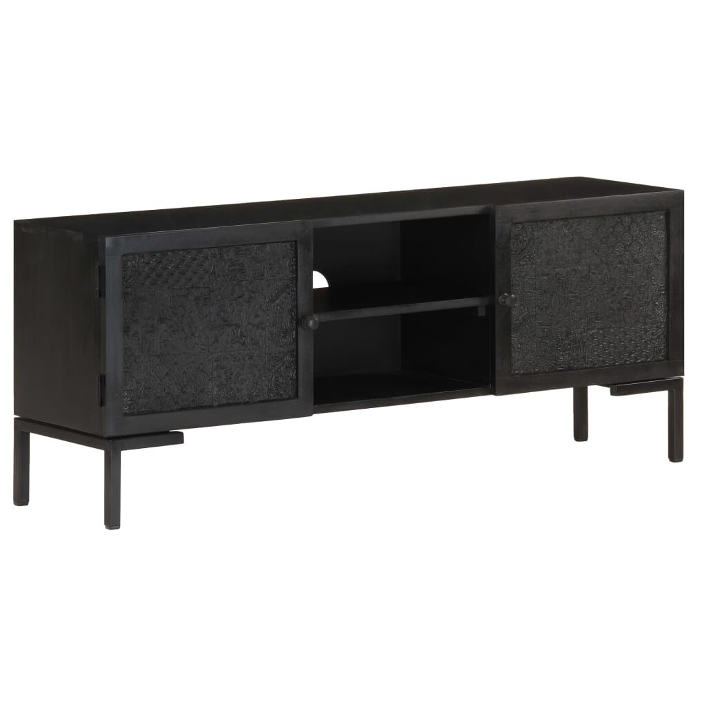 vidaXL Έπιπλο Τηλεόρασης Μαύρο 115 x 30 x 46 εκ. από Μασίφ Ξύλο Μάνγκο