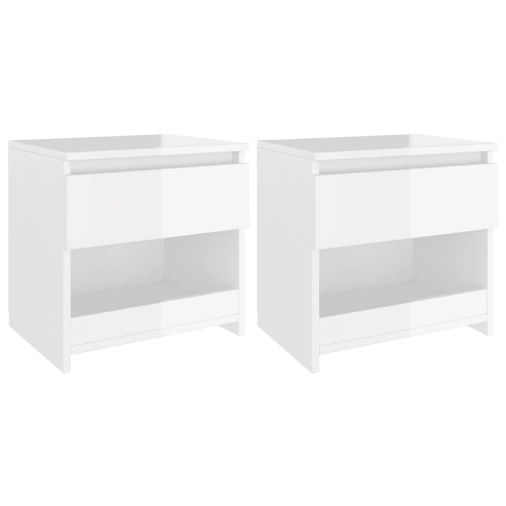 vidaXL Κομοδίνα 2 τεμ. Γυαλιστερό Λευκό 40 x 30 x 39 εκ. Επεξ. Ξύλο