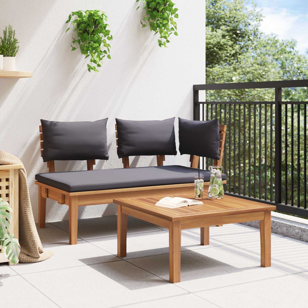 vidaXL Παγκάκι κήπου 2 pcs Καφέ Μασίφ ξύλο teak