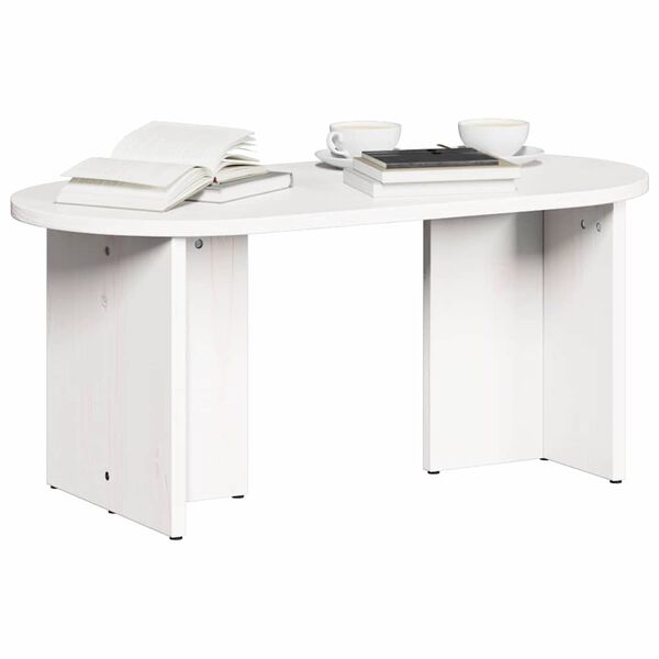 vidaXL Τραπεζάκι σαλονιού Λευκό 80 x 39.5 x 35 εκ. Μασίφ ξύλο πεύκου