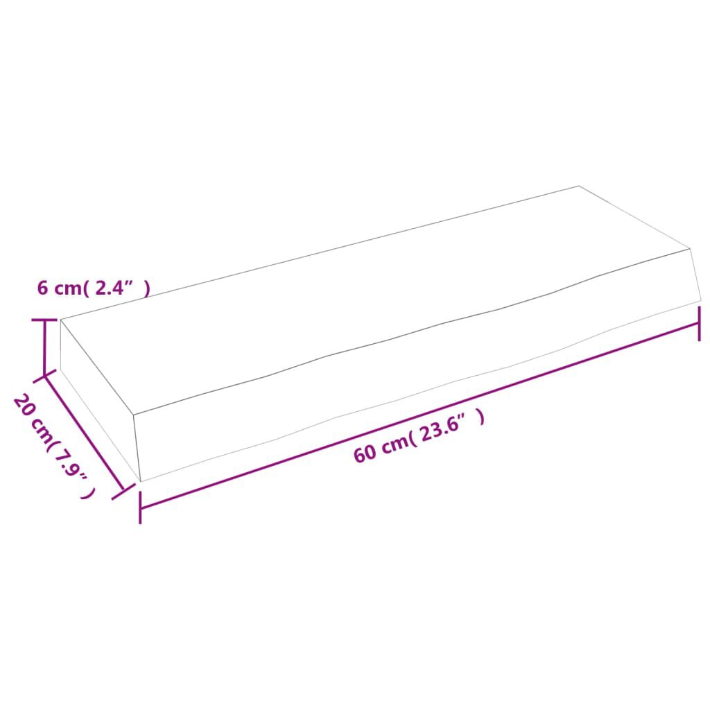 vidaXL Ράφι Τοίχου Ανοιχτό Καφέ 60x20x6 εκ. Επεξεργ. Μασίφ Ξύλο Δρυός