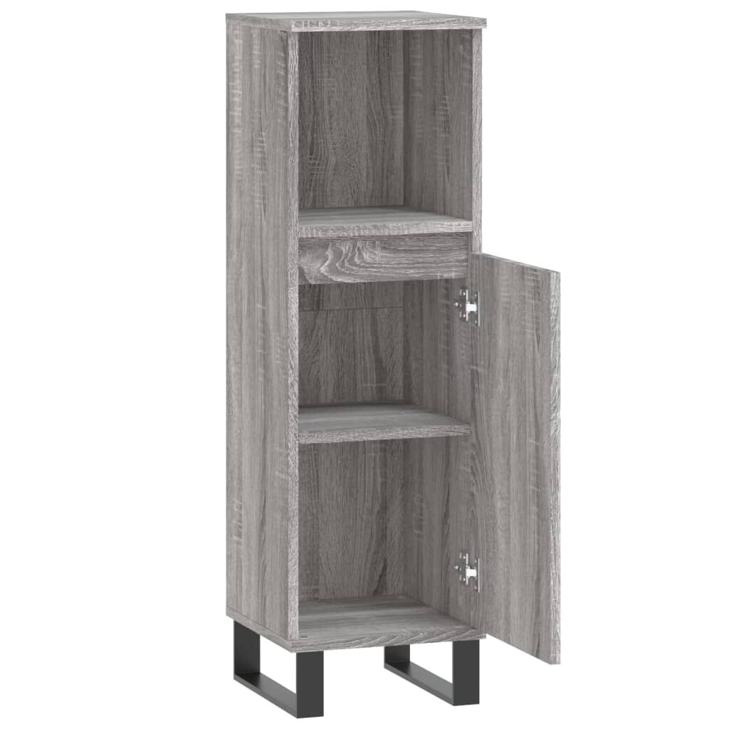 vidaXL Ντουλάπι Μπάνιου Γκρι Sonoma 30x30x100 εκ. Επεξεργασμένο Ξύλο