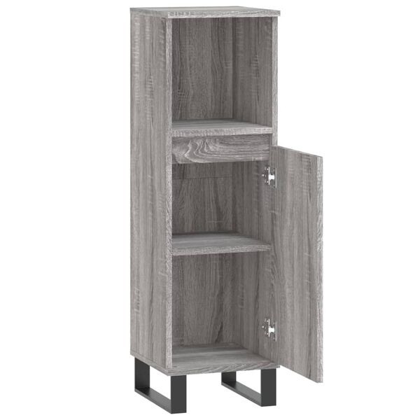 vidaXL Ντουλάπι Μπάνιου Γκρι Sonoma 30x30x100 εκ. Επεξεργασμένο Ξύλο