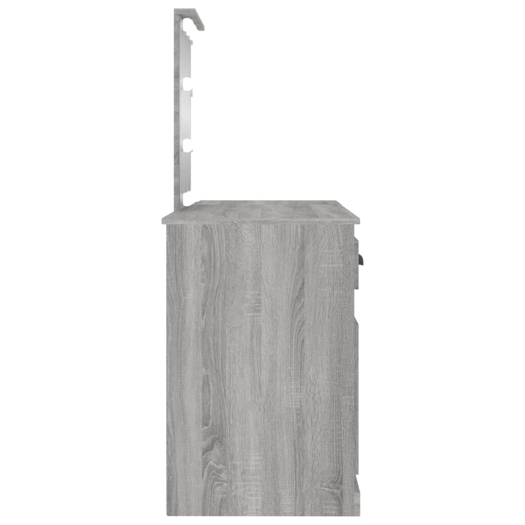 vidaXL Μπουντουάρ με LED Γκρι Sonoma 130x50x132,5 εκ.