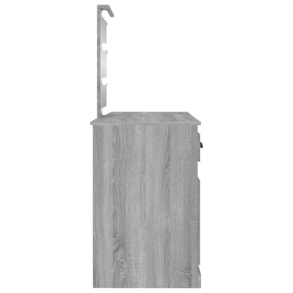 vidaXL Μπουντουάρ με LED Γκρι Sonoma 130x50x132,5 εκ.