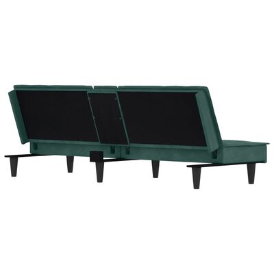 vidaXL Καναπές Κρεβάτι με Ποτηροθήκες Σκούρο Πράσινο Βελούδινος