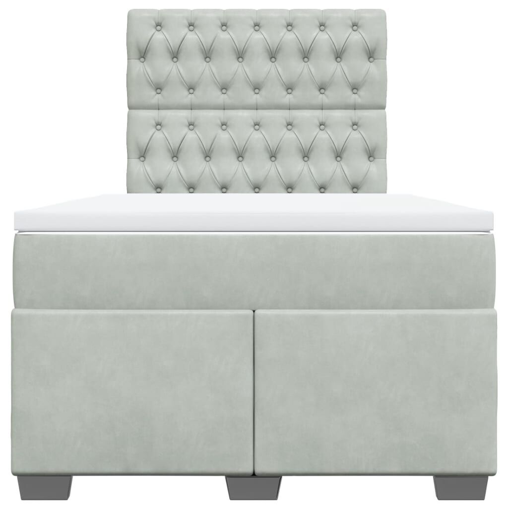 vidaXL Κρεβάτι Boxspring με Στρώμα Ανοιχτό Γκρι 120x200 εκ. Βελούδινο
