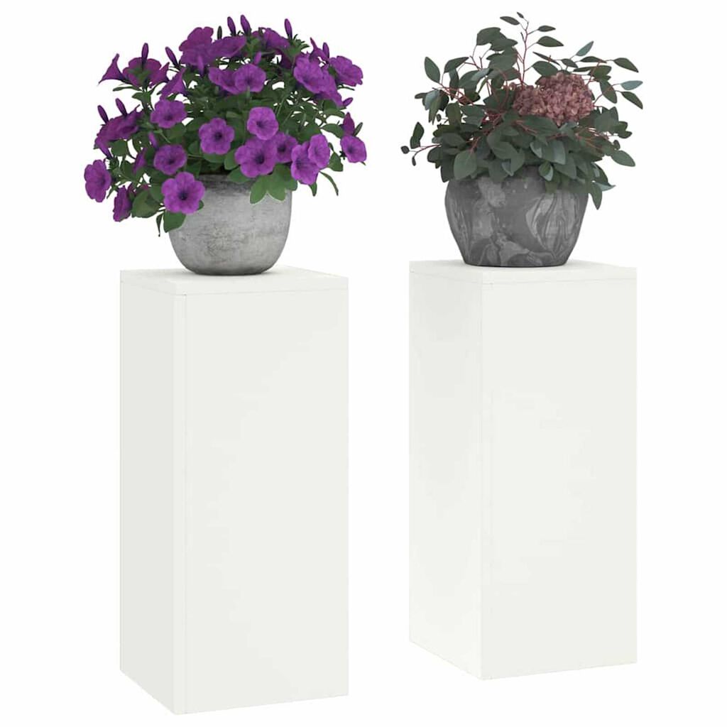 vidaXL Στήριξη φυτών 2 pcs Λευκό 24 x 24 x 55 εκ. Ατσάλι