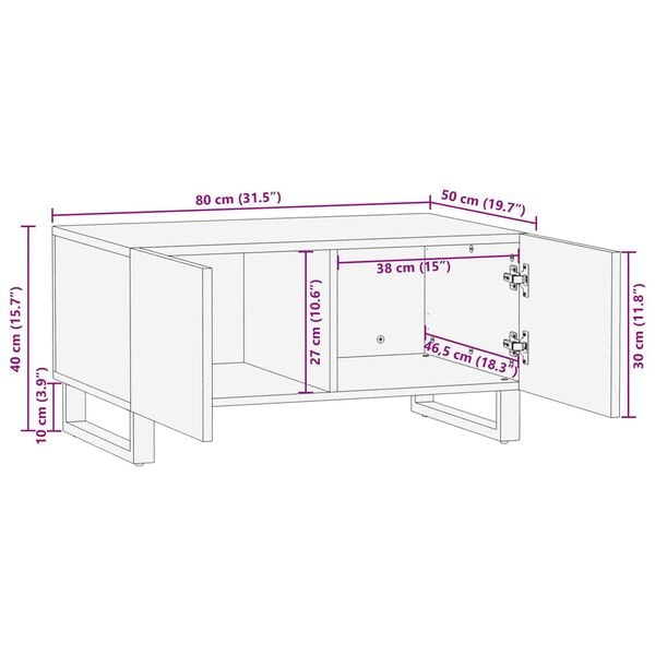 vidaXL Τραπεζάκι σαλονιού Καφέ και Μαύρο 80 x 50 x 40 cm