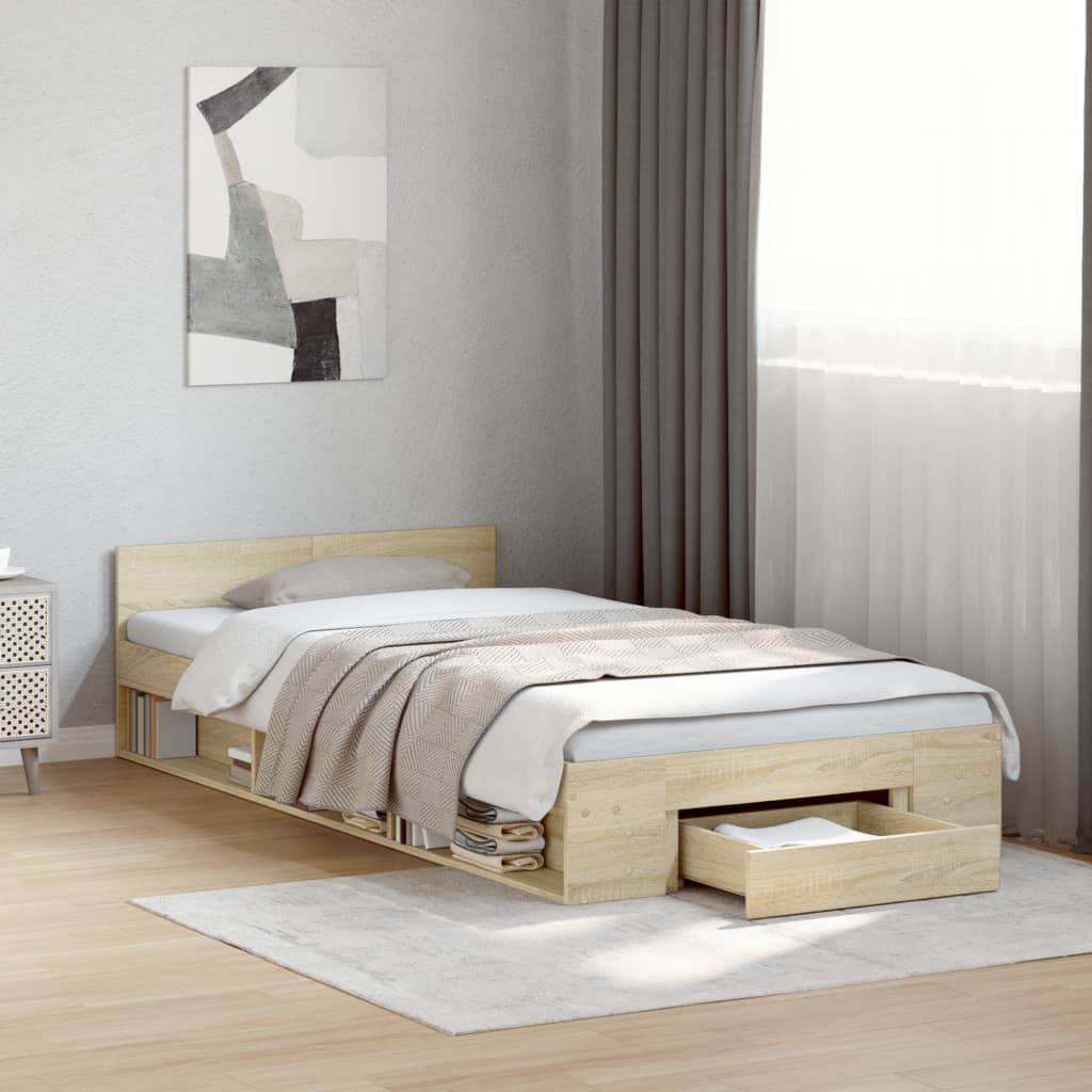 vidaXL Πλαίσιο Κρεβατιού με συρτάρια Sonoma Δρυς 100x200εκ. Επεξ. Ξύλο